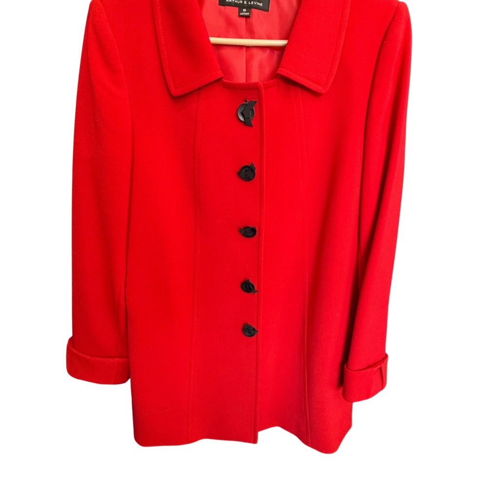 Tahari Arthur S Levine Red Button Front Blazer‎ Jacket Women Size 10